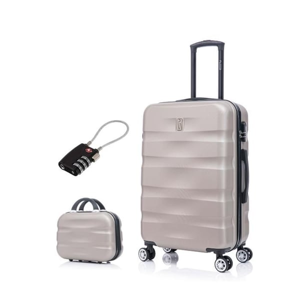 Mellanväska 20kg 65cm med sminkväska | Resväska CELIMS AeroWave | ABS | Lås | Champagne