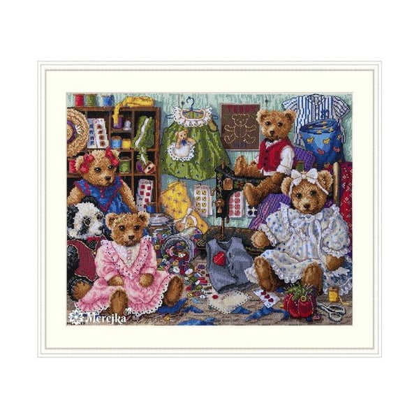 Kit för korsstygn - MEREJKA - K-203 Nallebjörnsdräkt - 29x36 cm - Aida 16ct - 39 färger