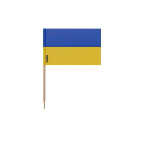 Tandpetare Ukraina-flagga - 6.5 cm - 100 stycken - Fästplast - Bambustick - Pixelforma
