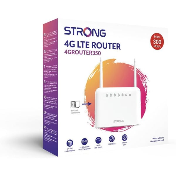 STRONG - 4G LTE Wifi-router - Upp till 150 Mbps 4G/300 Mbps Wifi - 4 x RJ45 - Mobil Hotspot - SMA-antennor - Lätt att installera