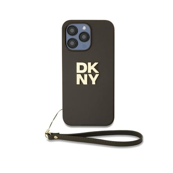 Coque - iPhone 15 Pro Max - Brunt - Handled - Metalliserat DKNY-logotyp