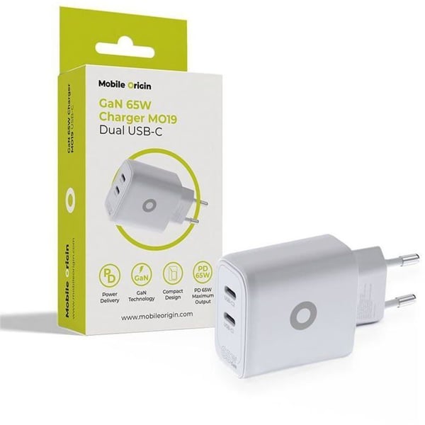 Laddare - mobiladapter Mobile origin Laddare GaN 65 W MO19 - Dubbel USB-C