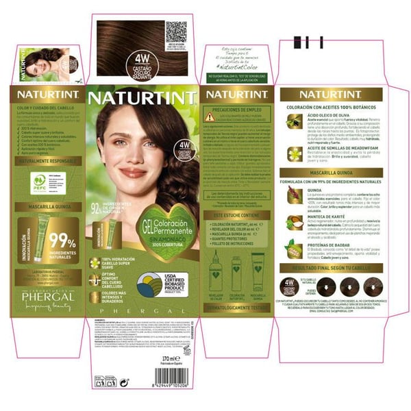 Färgning utan ammoniak NATURTINT #4W-Mörk Strålande Brun 170 ml