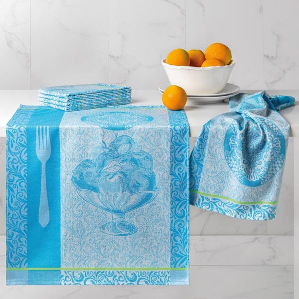 Set med 6 kökshanddukar tryckta "Instant Fräschör" 50 x 70 cm Egyptisk bomull