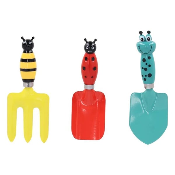 Trädgårdsverktyg - ESSCHERT DESIGN - Barnträdgårdsverktyg insekter 3 st - Handtag i insekt - Metall & plast - Röd