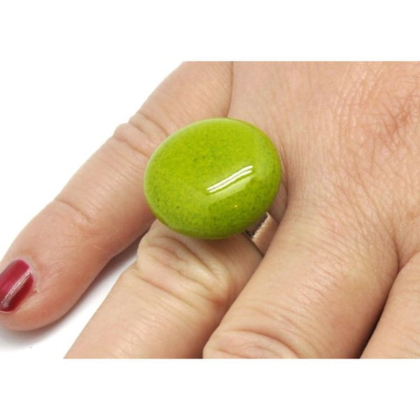 Ceraselle - Ring i keramik liten modell Grön äpple