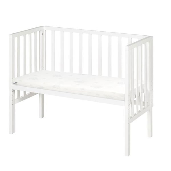 ROBA Spjälsäng Cododo 2 i 1 Justerbar "safe asleep®" 90 x 45 cm + Madrass + Nätbarriär - Lackat Trä Vitt ROBA Spjälsäng Cododo 2 i 1 Justerbar "safe asleep®" 90 x 45 cm + Madrass + Nätbarriär - Lackat Trä Vitt