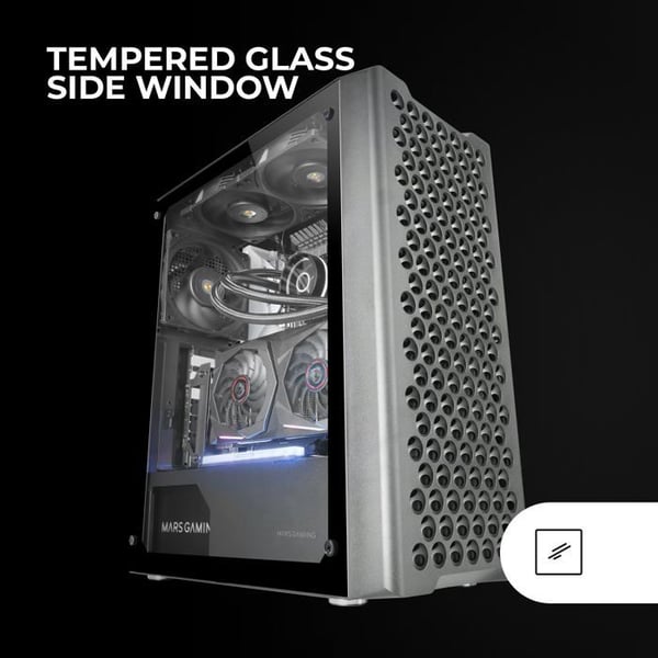PC-chassi ATX - Mars Gaming - MC-iPRO - Härdat Glas - Tyst 120mm Fläkt - Svart