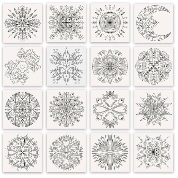 MégaCréa DIY - Mandala färgläggningsbok med alkoholpennor 19 x 20 cm 16 sidor