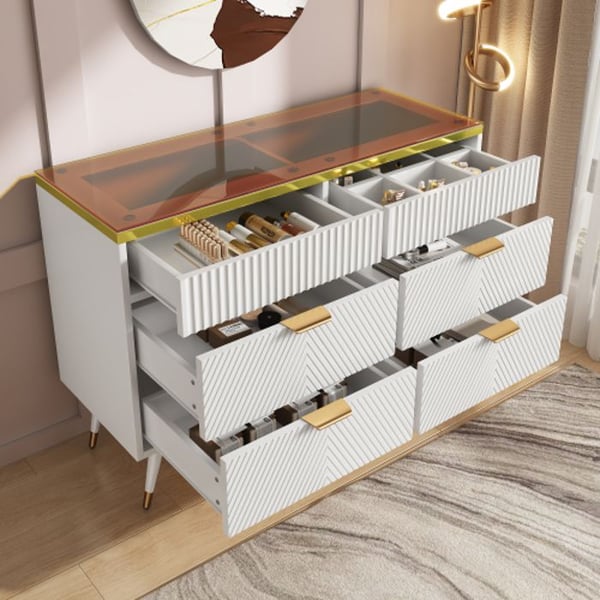 Kommode - MUVOE - Amberglas - 6 skuffer - 120x40x76 cm - Moderne design