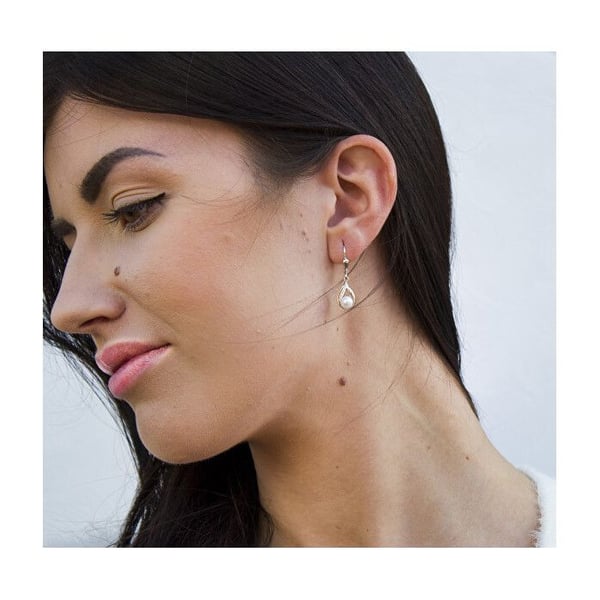 Silver earrings with real pearls AGUC2705P