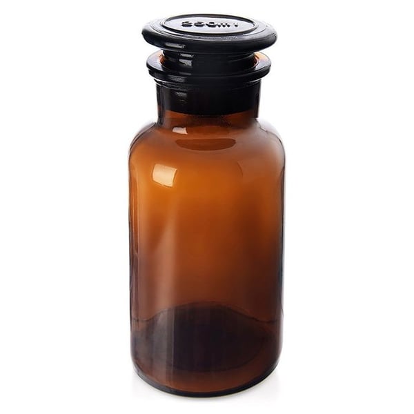Livsmedelsbehållare i brunt glas - ORION - 250 ml - Stor öppning - Korklock - UV-skydd - 6,5 x 14 cm