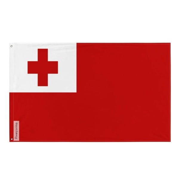 Tonga flagga – 160 x 240 cm – Hållbar polyester – 2 metallöron – Inomhus / Utomhus – Pixelforma