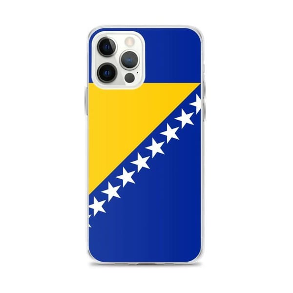Mobilskal – Flagga för Bosnien-Hercegovina – Kompatibel med iPhone 12 Pro Max – Mjukt fodral – Starkt och Stötsäkert – Pixelforma