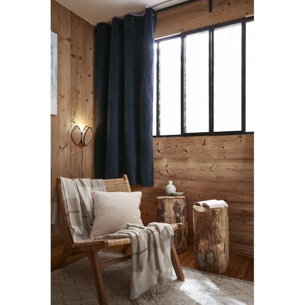 Ljudisolerad och termisk mörkläggningsgardin fodrad med fleece "Bjorn" 100% ogenomskinlig - Bjorn Minuit - Mörkläggningspanel + Fleece 140 x 180 cm