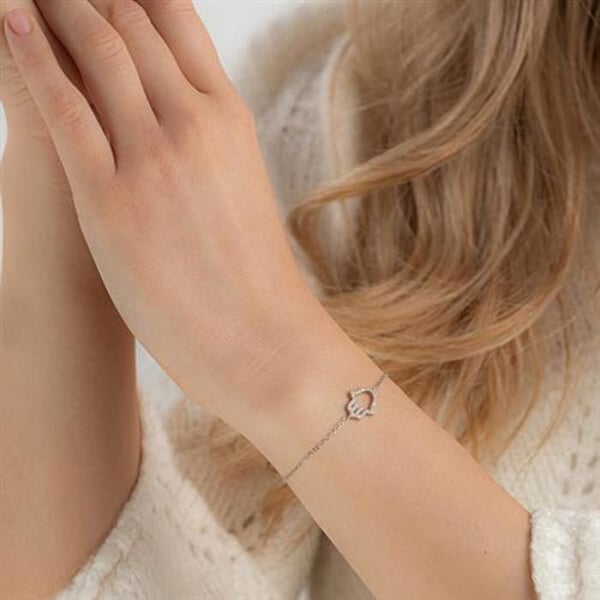Armband - AGAIN JEWELRY - Hamsa - Silver - Rhodiumpläterad - 16 cm med 3 cm förlängning