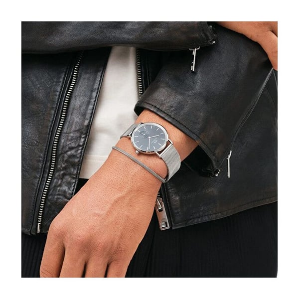 Armband i svart stålmesh Fashion Perfect Pair DW0040069 - Längd: 17,5 cm