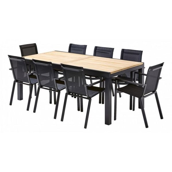 Trädgårdsmöbler Set Bali T 8 / 12 + F 8 Teak Svart Wilsa Garden
