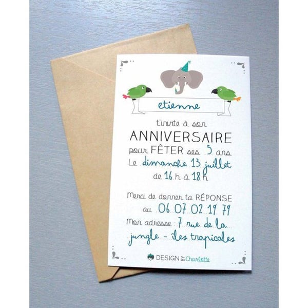 MégaCréa DIY - Inbjudningskort och kuvert 13x8,5 cm 8 stycken