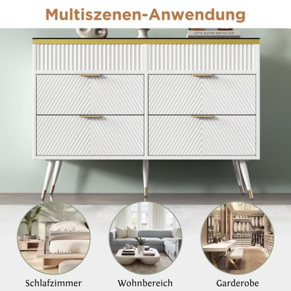 Kommode - MUVOE - Amberglas - 6 skuffer - 120x40x76 cm - Moderne design