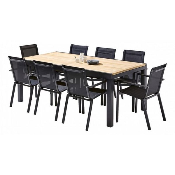 Trädgårdsmöbler Set Bali T 8 / 12 + F 8 Teak Svart Wilsa Garden