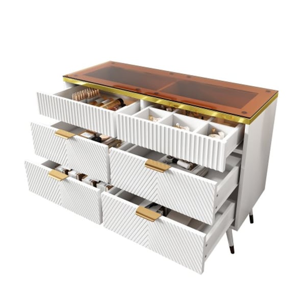 Kommode - MUVOE - Amberglas - 6 skuffer - 120x40x76 cm - Moderne design