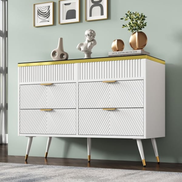 Kommode - MUVOE - Amberglas - 6 skuffer - 120x40x76 cm - Moderne design