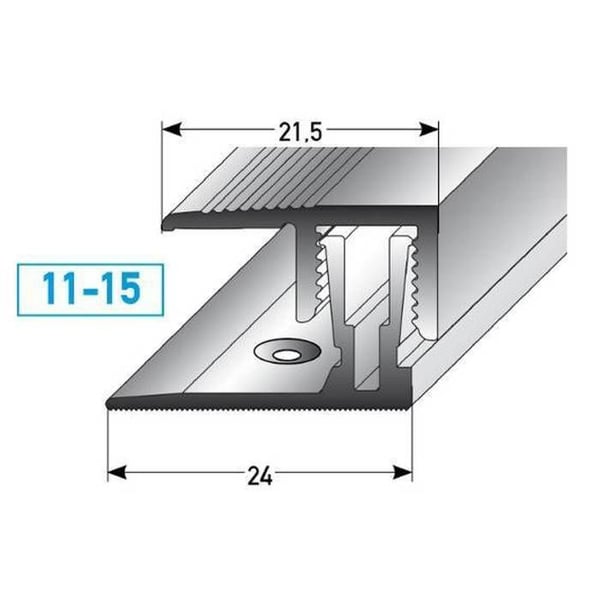 Clipprofil för finish, finishprofil Laminat H 11 - 15 mm l 21,5 mm i 2 delar anodiserat aluminium guld-900