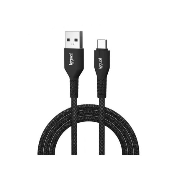 USB-A till C-kabel - IGGUAL - 100 cm - 3A - Svart - Flätad