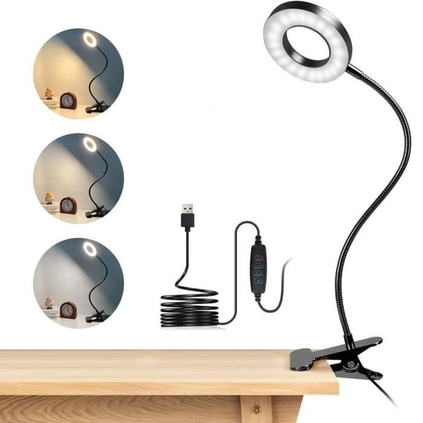 Skrivbordslampa - AUDBURN - 48 LED Flexibel 360° - 3 Belysningslägen - Uppladdningsbar USB