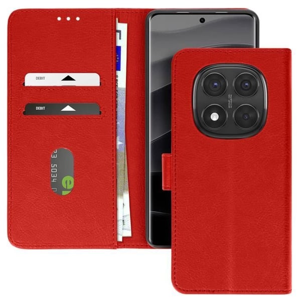 Plånboksfodral - Xiaomi - Redmi Note 14 Pro/Pro Plus - Röd - Stöd - Magnetisk Flik