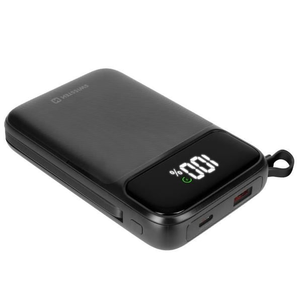 Powerbank - SWISSTEN - 10000mAh - MagSafe - Integrerade USB-C- och iPhone-kablar - LCD-skärm