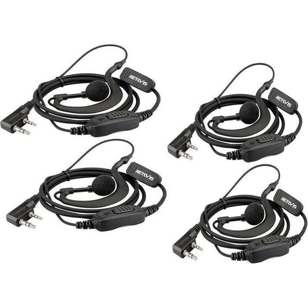 Retevis RE3120 Talkie Walkie Hörlurar med Mikrofon 2 Pin C-Typ Radio Headset För RT24 RT622 RT27 RT617 Baofeng BF-88E Kenwood(4 St)