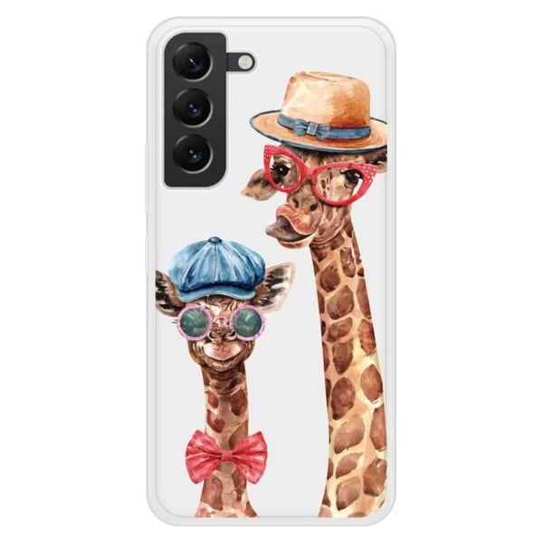 Siliconeförstärkt tryckt skal kompatibelt med Samsung Galaxy S22 Plus Rolig Giraff