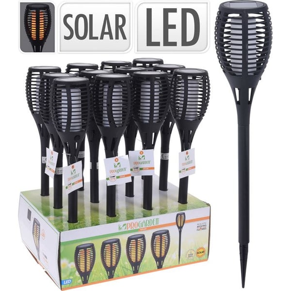 SOLARLAMPAN BLACK TORCH WITH FLAME 10X58 CM VARM VIT GARDENACCESSOARER UTE