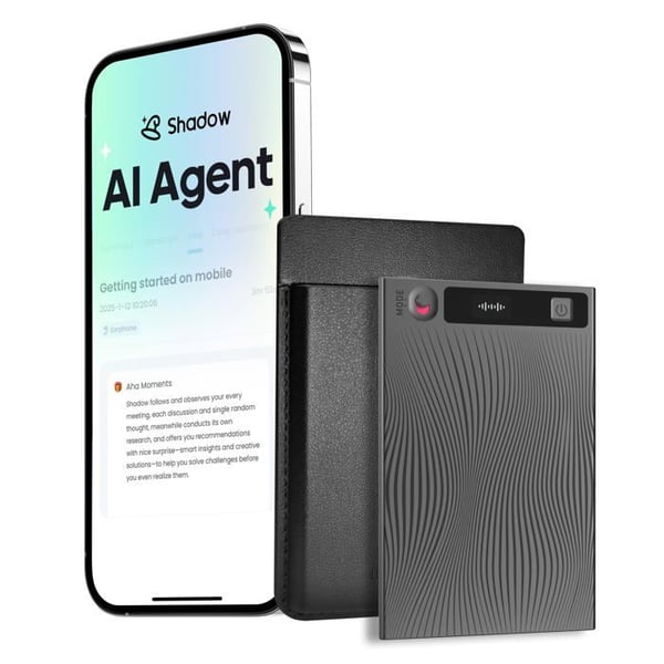 AI Röstmikrofon - Mobvoi - AI Inspelare - 64 GB - Bluetooth - Svart