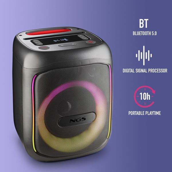 NGS WILD SWAG GO: BT/TWS, USB/AUX/TF, LED, 10h autonomi, svart.