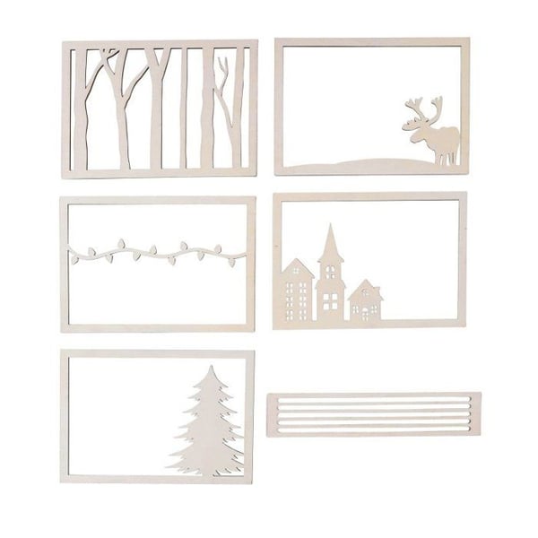 MégaCréa DIY - Julscen i snidat trä, ramform 28 x 18 x 0,4 cm