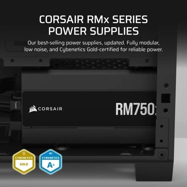 Strømforsyning PC - CORSAIR - RM750x Shift - 750 Watt - ATX 3.1 - PCIe 5.1 - Cybenetics GOLD Certificeret - Shifted Modular PSU