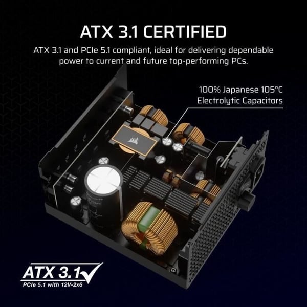 Strømforsyning PC - CORSAIR - RM750x Shift - 750 Watt - ATX 3.1 - PCIe 5.1 - Cybenetics GOLD Certificeret - Shifted Modular PSU