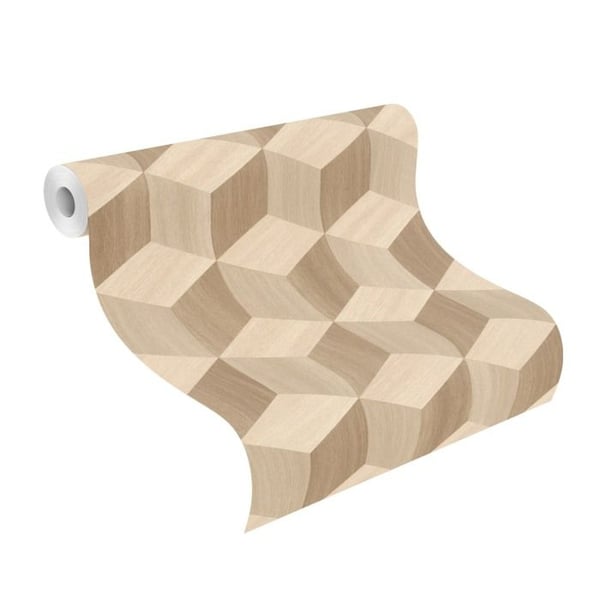 Tapet - RASCH - Salsa 833737 - Vinyltapet - 3D-effekt - 0.53 x 10.05 m - Brun