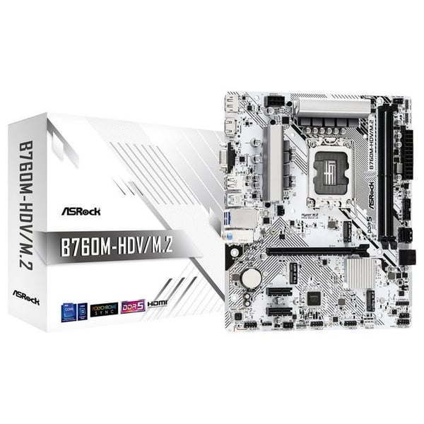 Moderkort Micro ATX - ASROCK - B760M-HDV/M.2 - DDR5 - M.2 PCIe 4.0 - USB 3.0