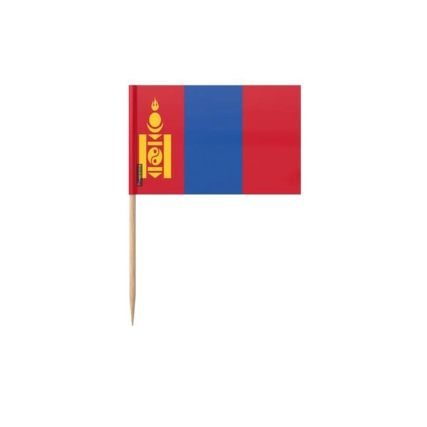 Tandpetare Mongoliets flagga - 12 cm - 100 stycken - Klist plast - Bambuspinn - Pixelforma