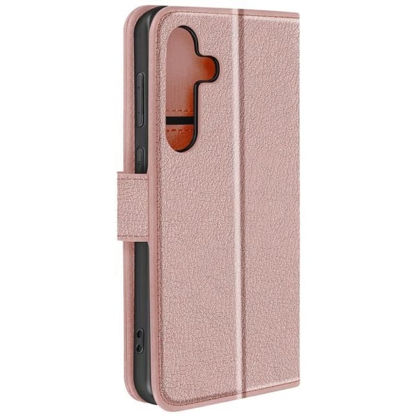 Fodral till Samsung Galaxy S24 - AVIZAR - Chesterfield Series - Plånboks- och videoställ - Rose Gold