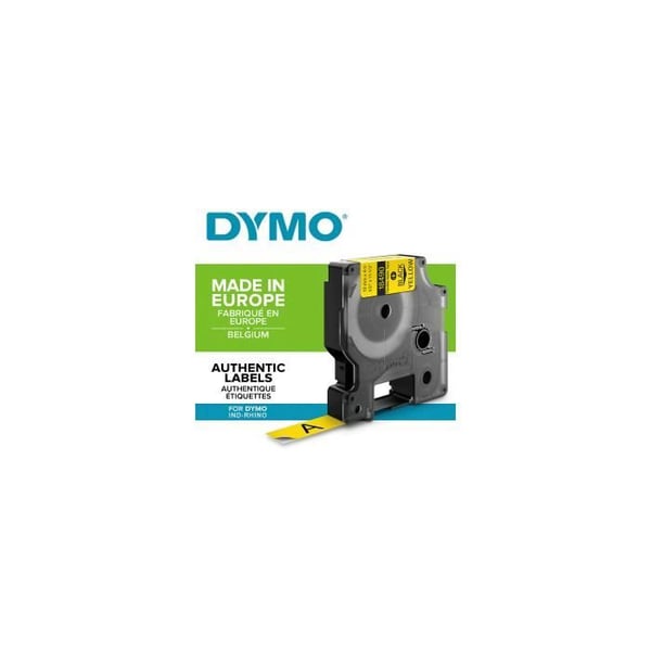 DYMO Rhino - flexibla industrietiketter i nylon 12 mm x 3,5 m - Svart på gult