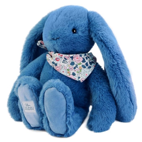 Doudou och Kompaniet - Nalle Rabbit Fleurette blå 35 cm