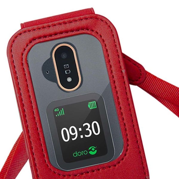 Fodral för Telefon Doro 7080 / 6880 / Leva Folio Flap med Snöre BigBen Röd
