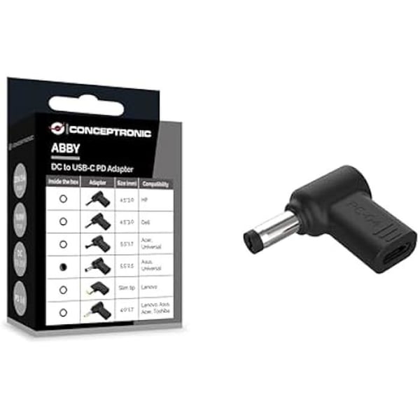 DC-adapter till USB-C - CONCEPTRONIC - ABBY15PC04 - 100W max - Power Delivery 3.0 - Kompatibel med Asus