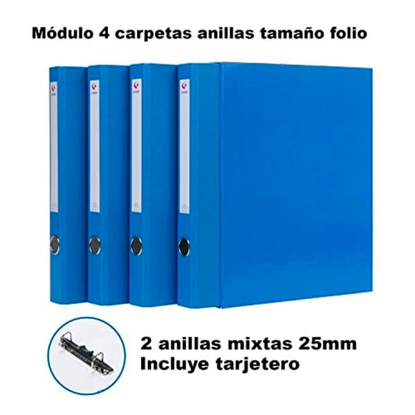 Modulär mapp - Grafoplas - Ringbindning x 4 - Blå färg - A4-format - Blandet