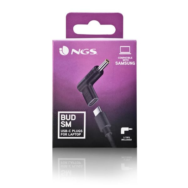 NGS BUD-SM: Ersättningspaket med 3 USB-C strömadaptrar kompatibla med SAMSUNG bärbara datorer.